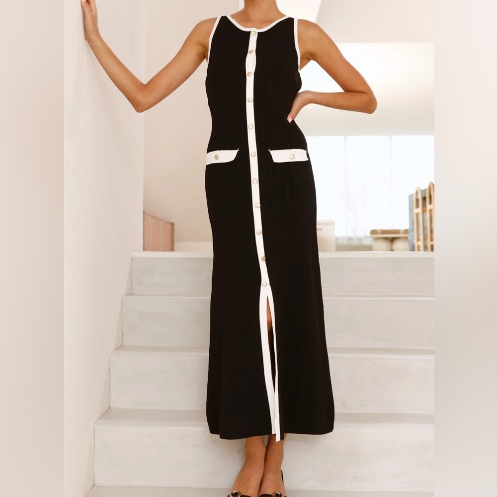 Billy J Boutique Black Button Maxi Dress